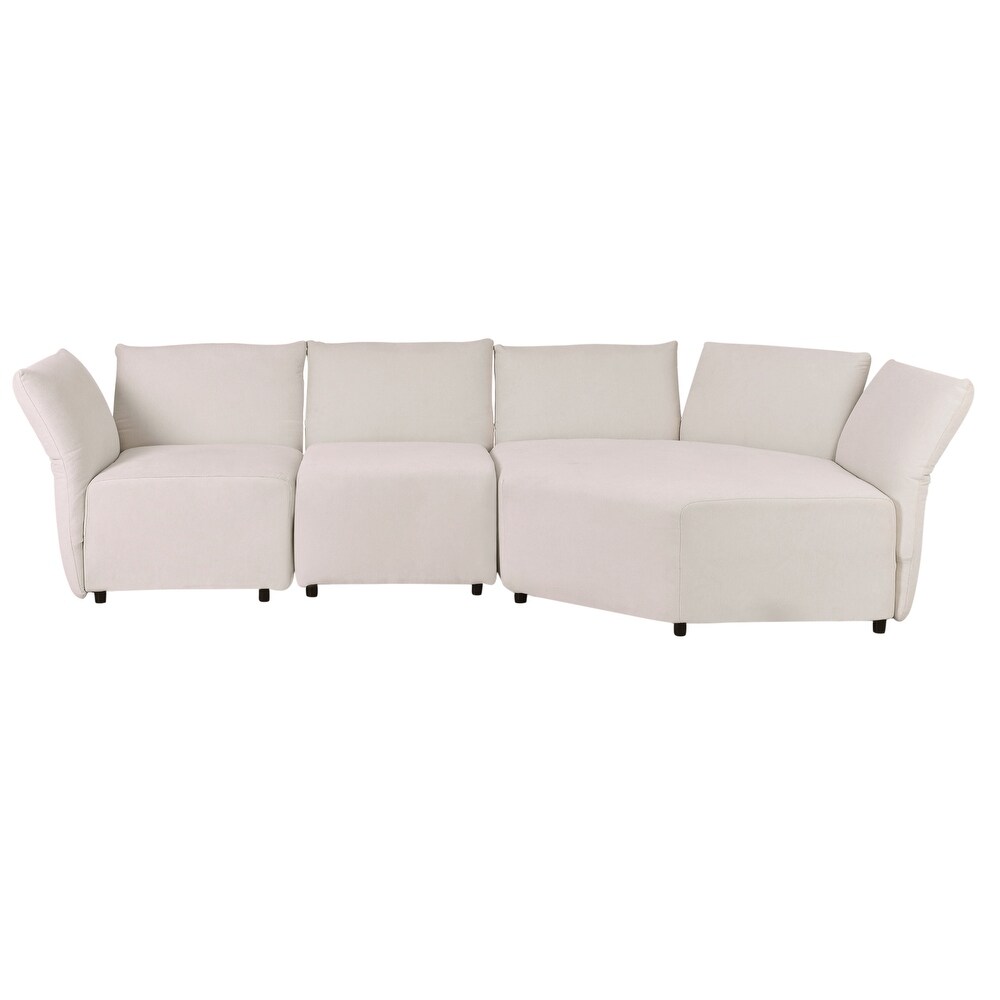 Modern Upholstered Sofa Set with Adjustable Backrest  Free Combination  and Durable Wooden Frame for Living Room