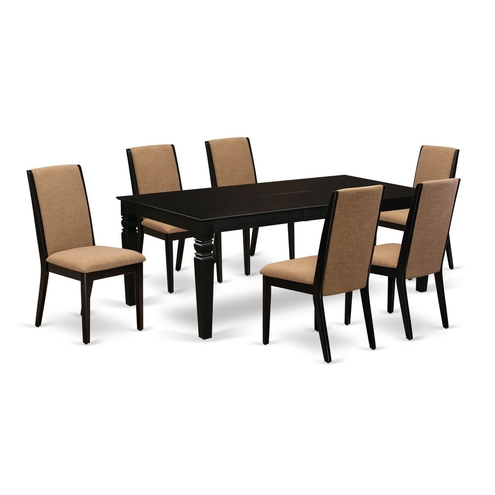 East West Furniture 7 Piece Dinette Set  a Rectangle Dining Table and 6 Parson Dining Chairs  (Finish Options)