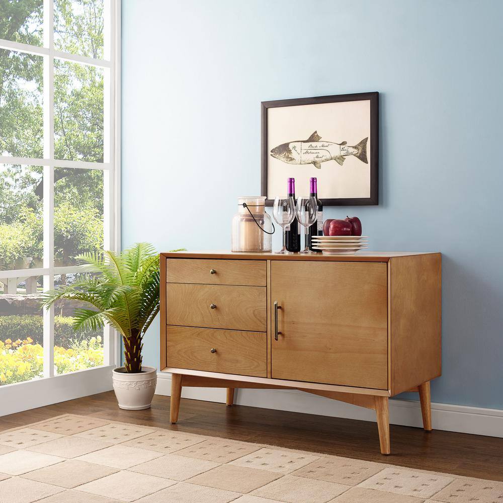 CROSLEY FURNITURE Landon 40 in. Acorn Rectangle Wood Console Table with Drawers CF1106-AC