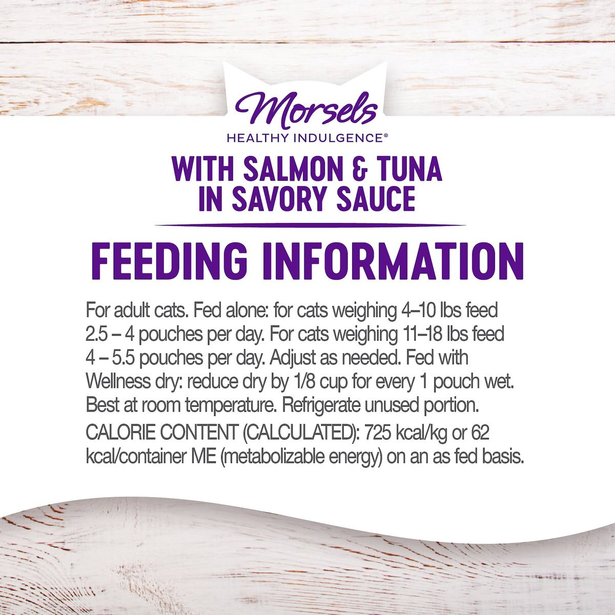 Wellness Healthy Indulgence Morsels with Salmon and Tuna in Savory Sauce Grain-Free Wet Cat Food Pouches， 3-oz， case of 24