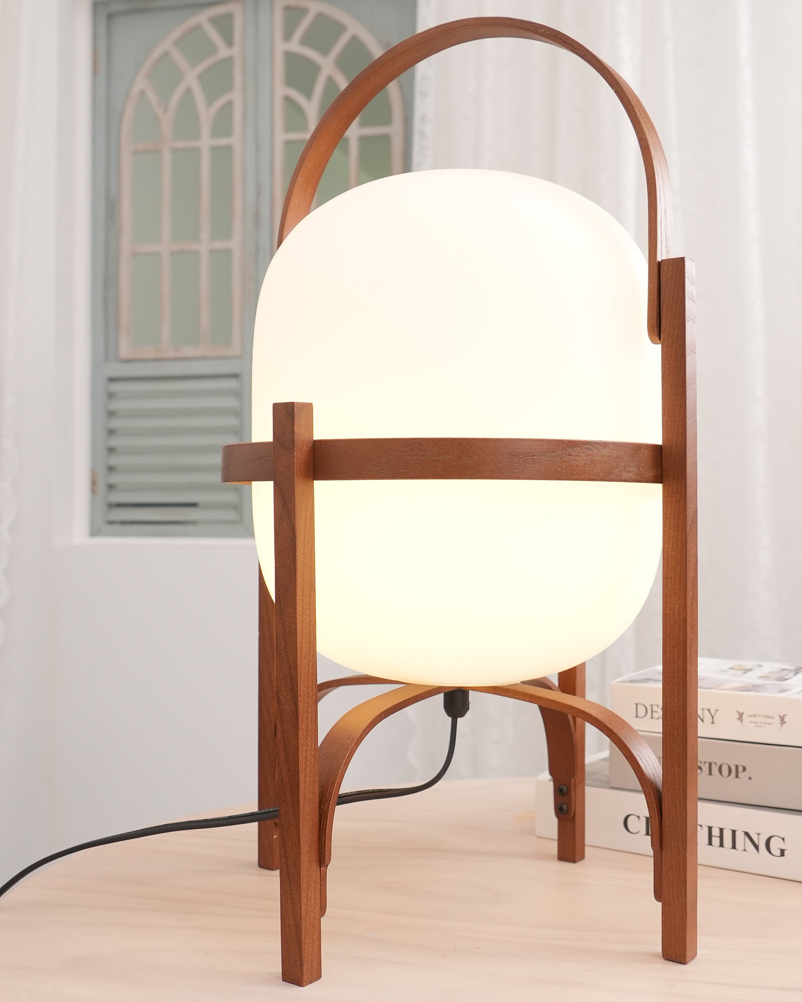 Portable Lantern Glass Table Lamp