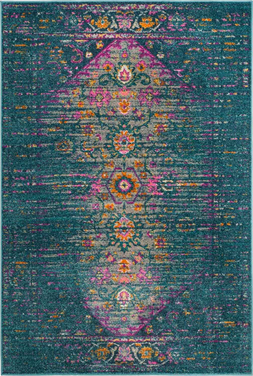 SAFAVIEH Madison Gabriel Traditional Area Rug， Blue/Fuchsia， 51 x 76