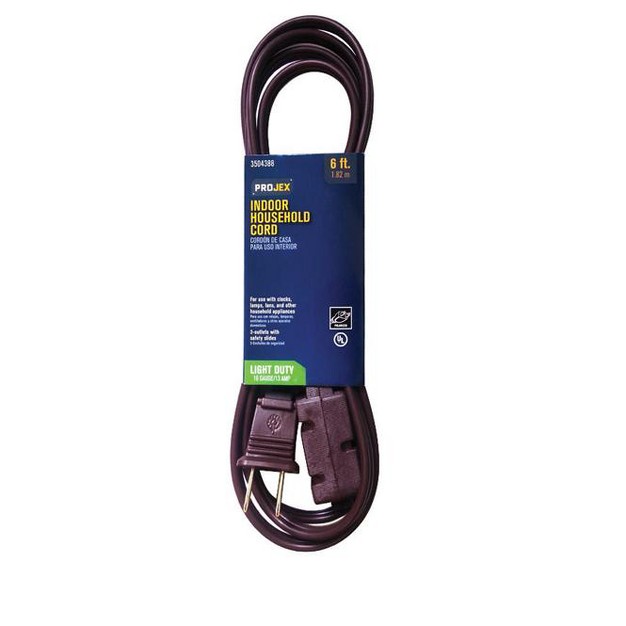 Projex Indoor 6 Ft L Brown Extension Cord 16 2 Spt 2