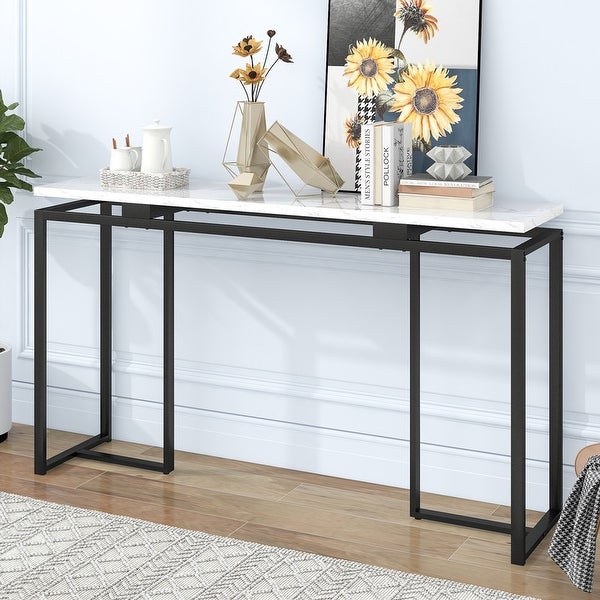 Modern Console Table， Extra Long Entryway Table with Metal Frame for Entryway， Hallway， Living Room， Foyer， Corridor