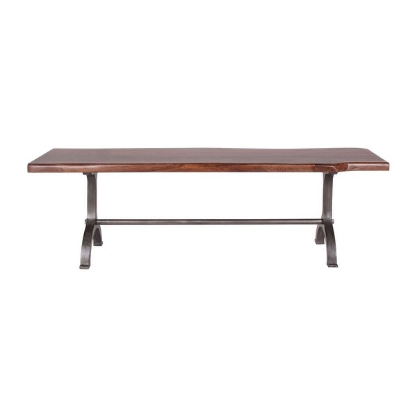 Dala Industrial Iron and Acacia Natural Edge Dining Bench， 56-inch