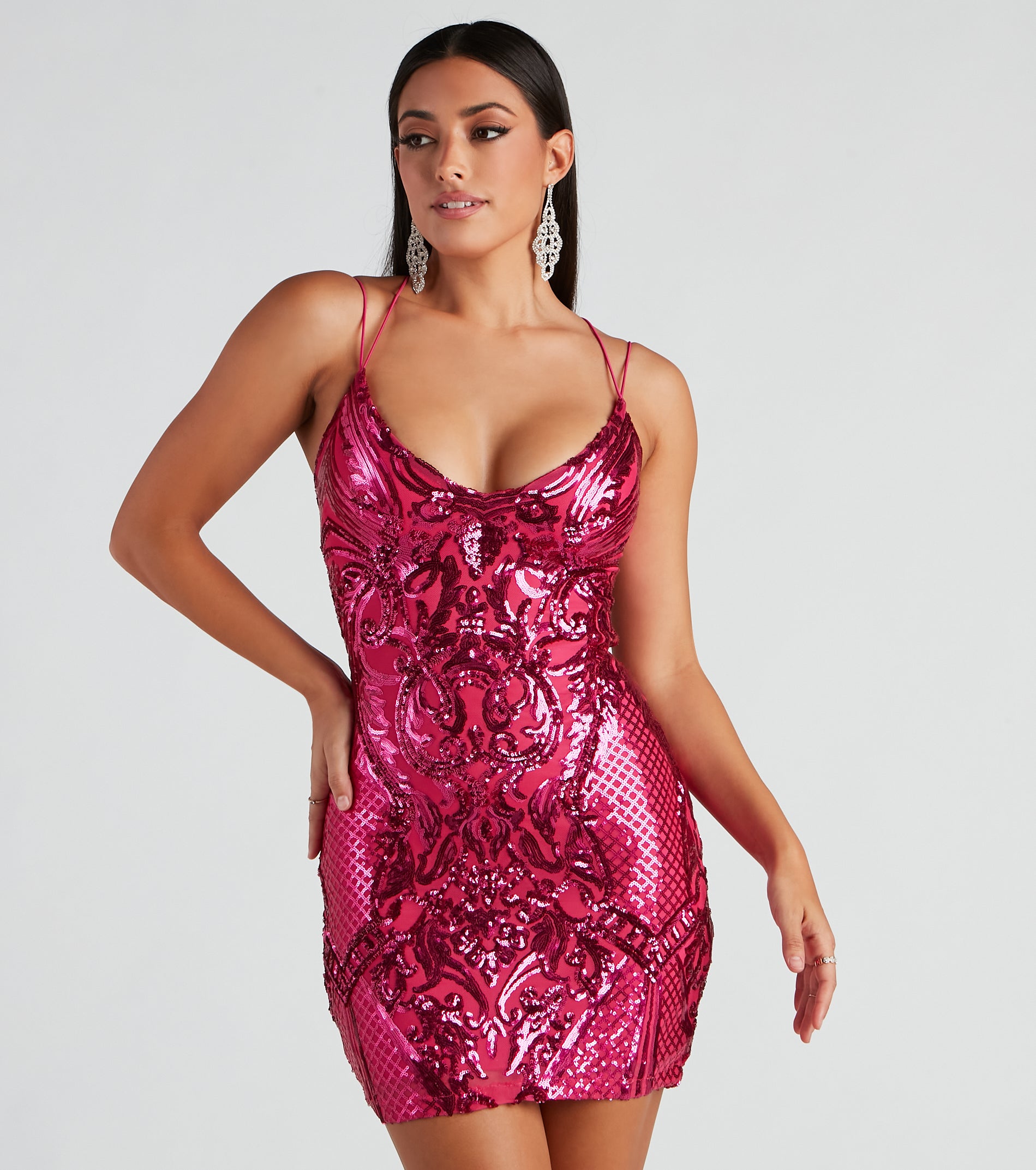 McKenzie Formal Sequin Strappy Dress