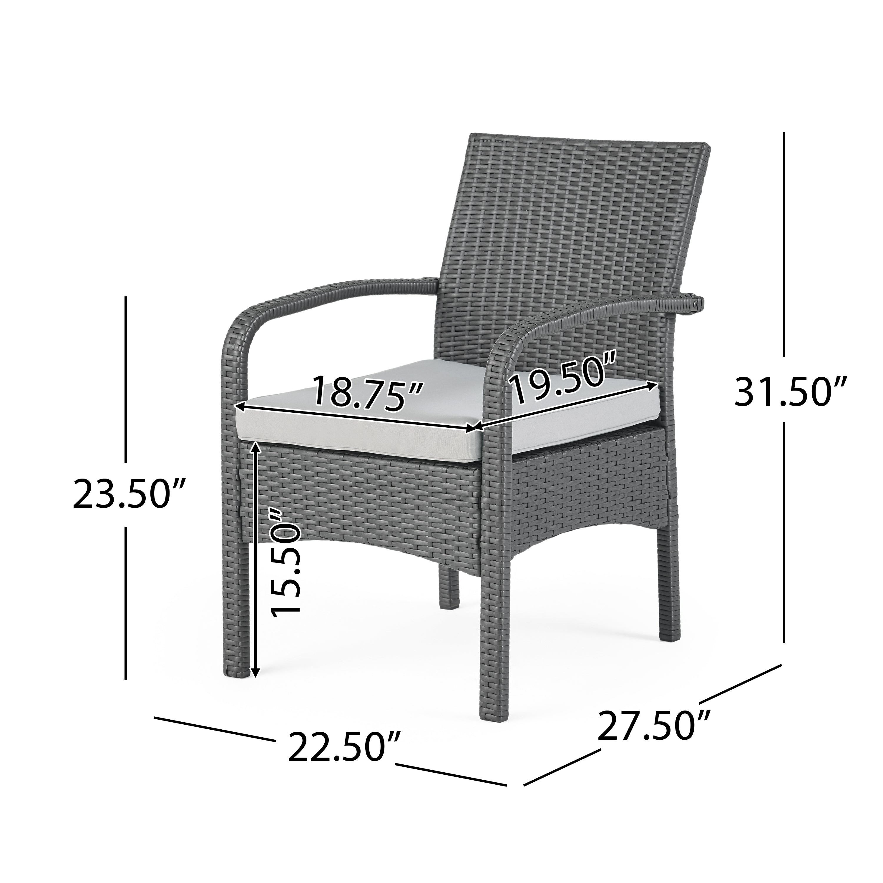 Cordyline Outdoor 4Pc Wicker Chat Set w/ Water Resistant Cushions