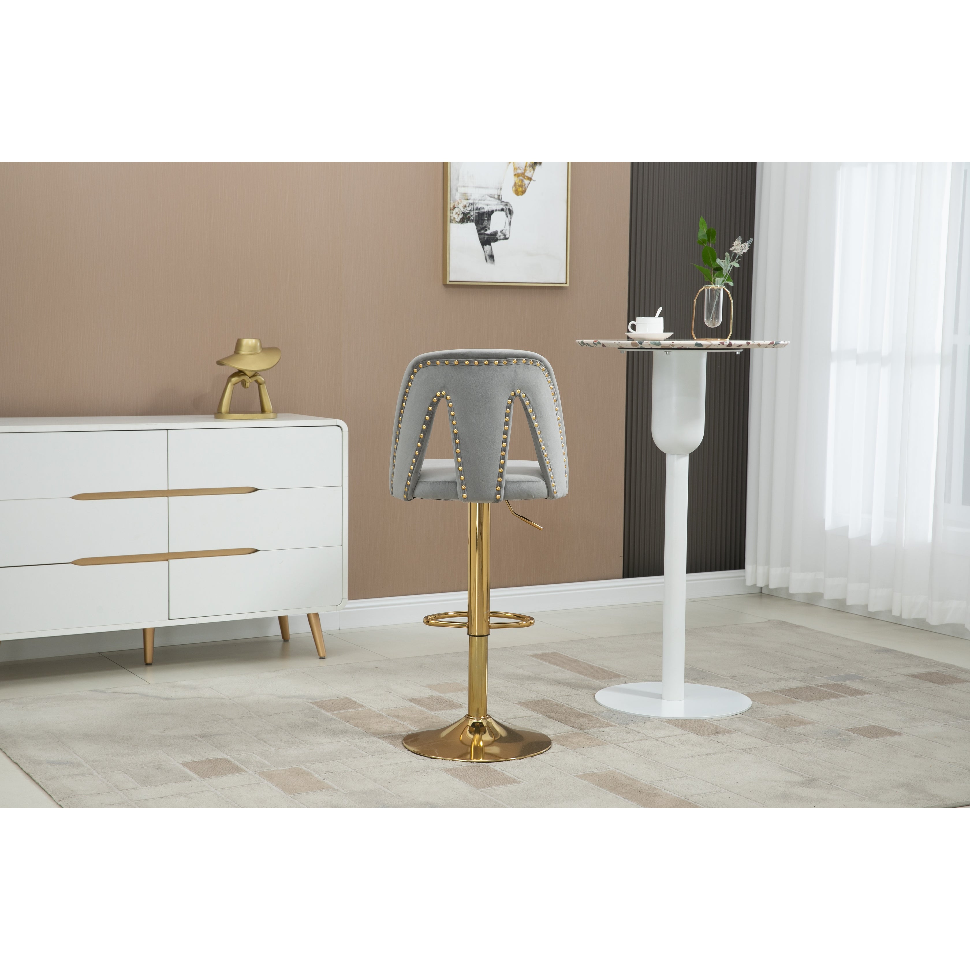 Adjustable Counter Height Bar Stools with Upholstery Back