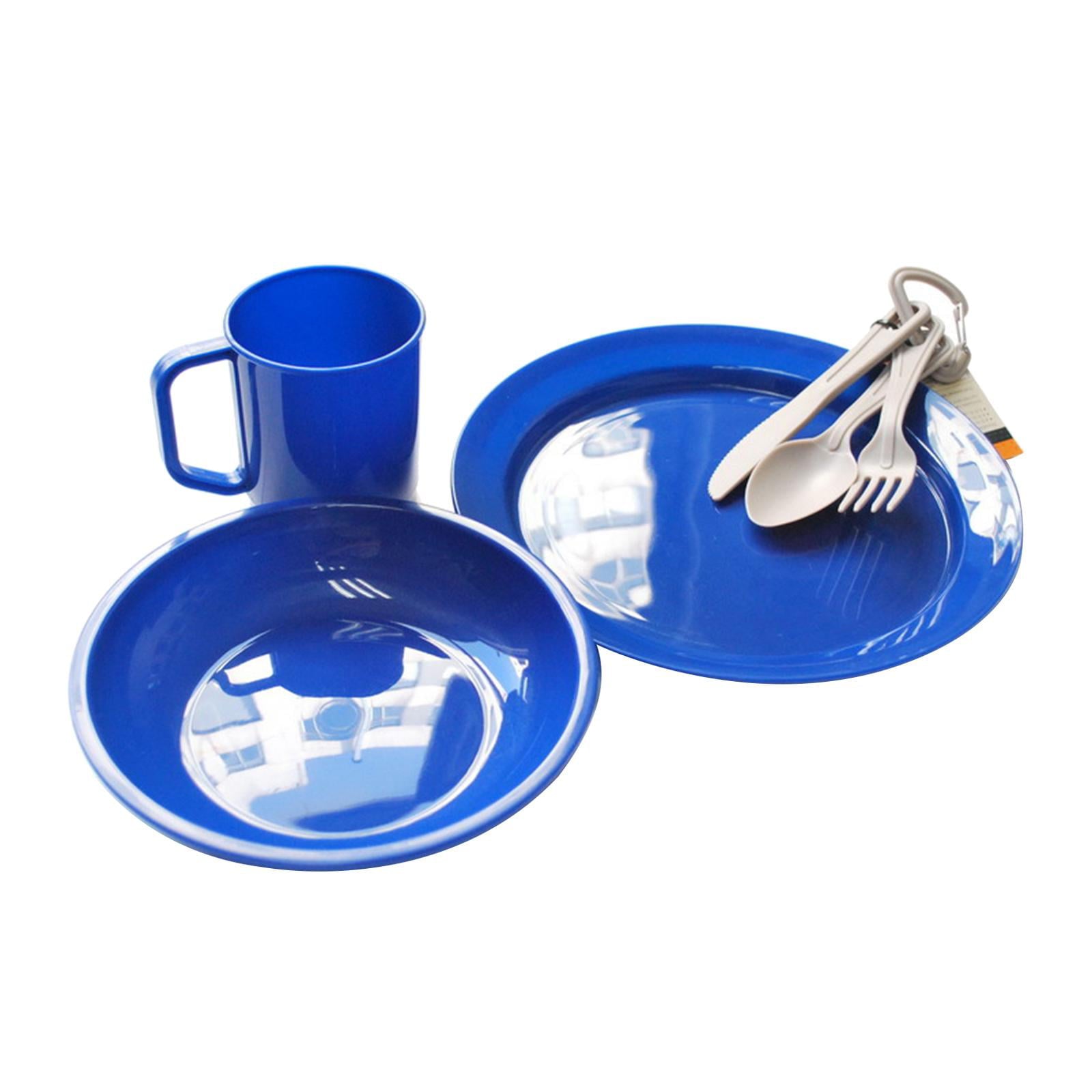 6x Outdoor Camping Tableware Set with Mesh Mug for 1-Person Picnic