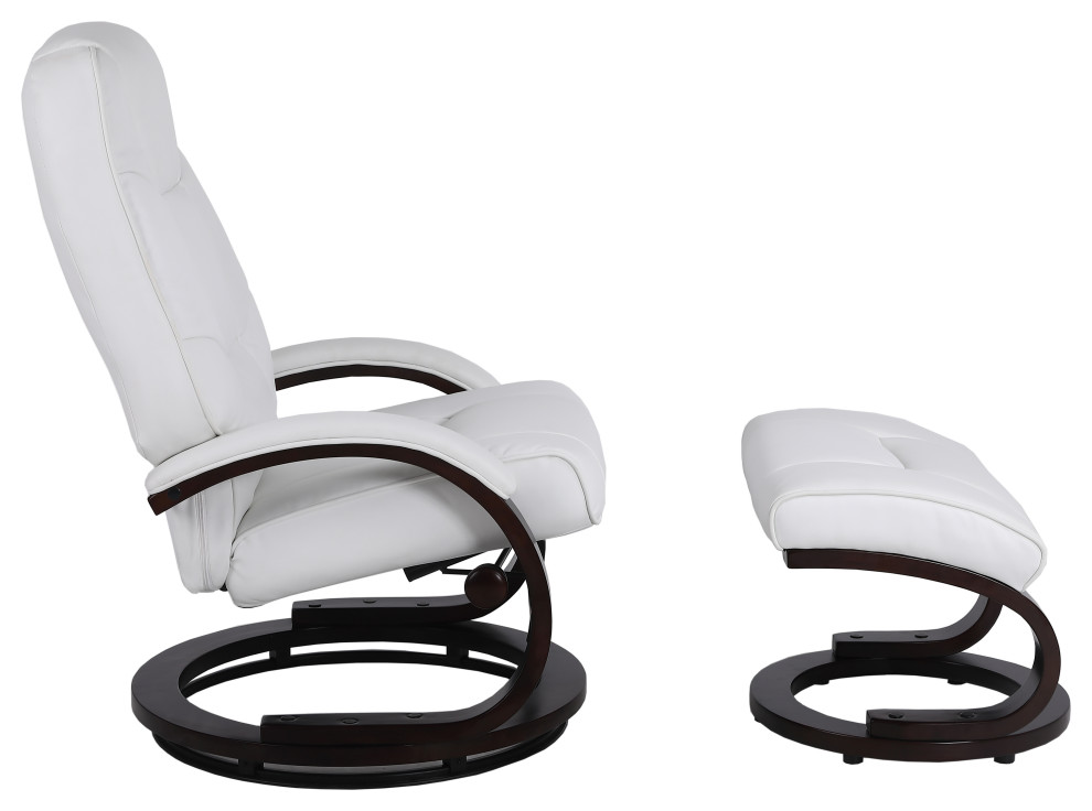 Sundsvall Recliner and Ottoman in White Air Leather   Transitional   Recliner Chairs   by Progressive Furniture  Houzz