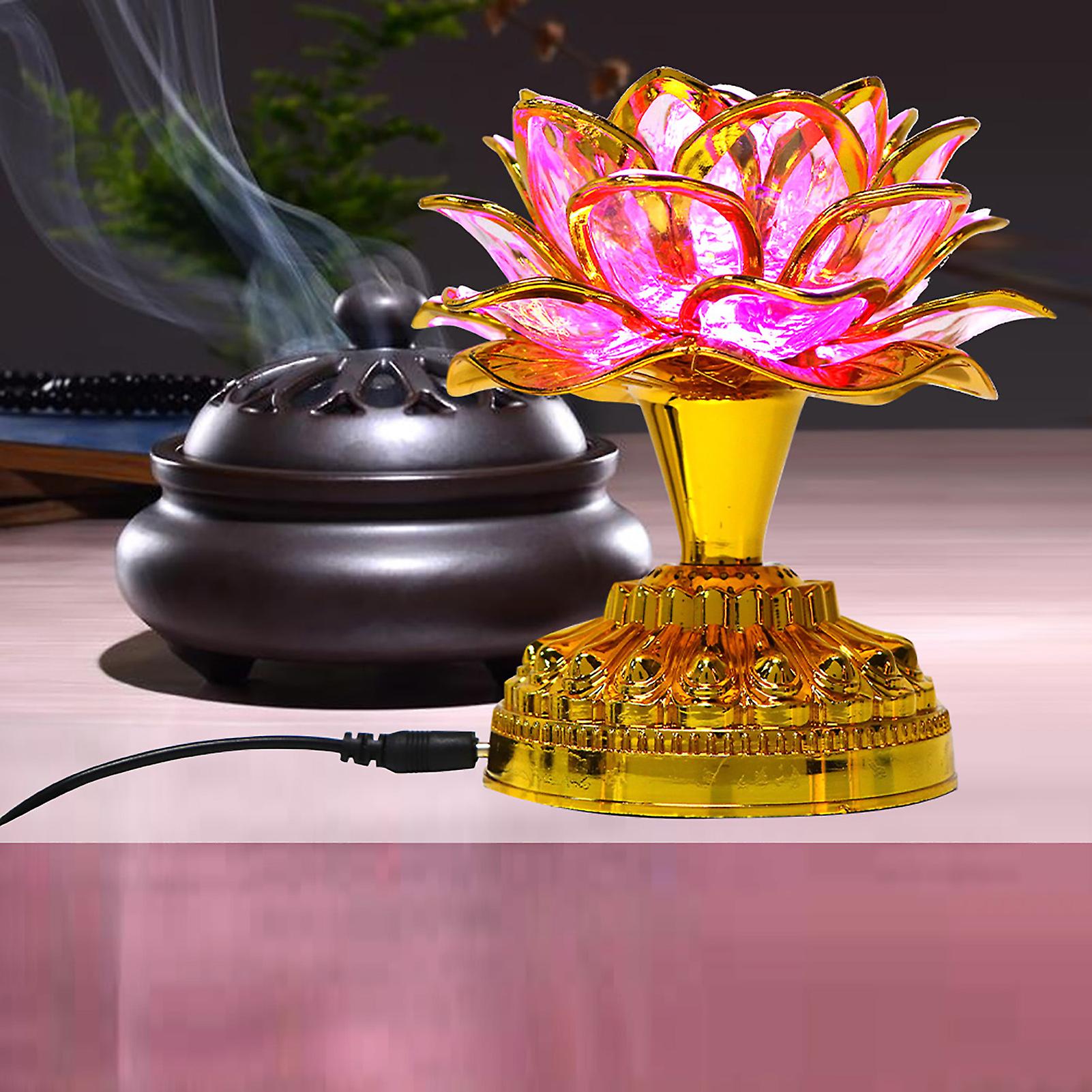 Colorful Light Buddhism Faith Supply Lotus Light (without Battery Deliver Us Plug 110-240 V)