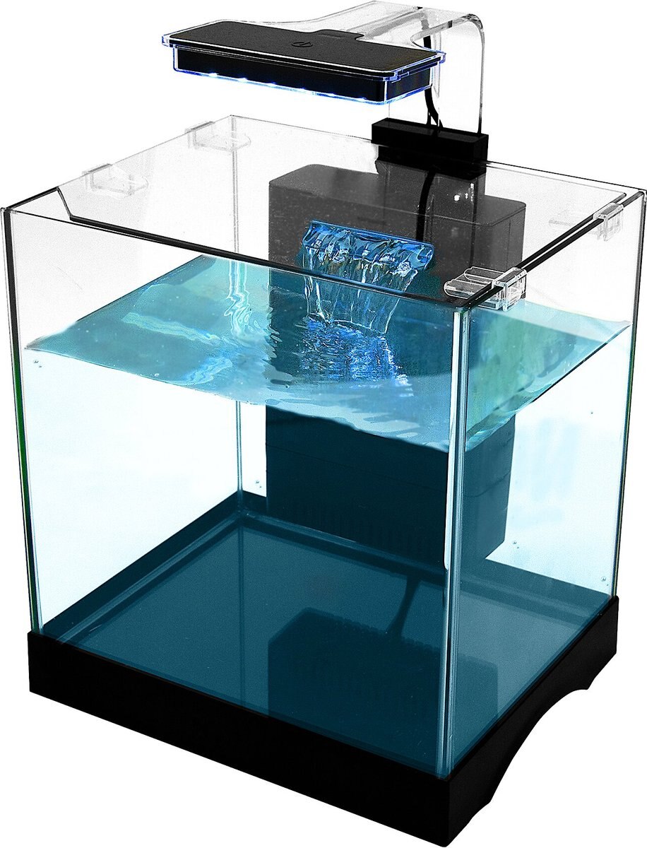 Cascade All-in-One Desktop LED Light Glass Fish Tank Kit， 3.2-gal