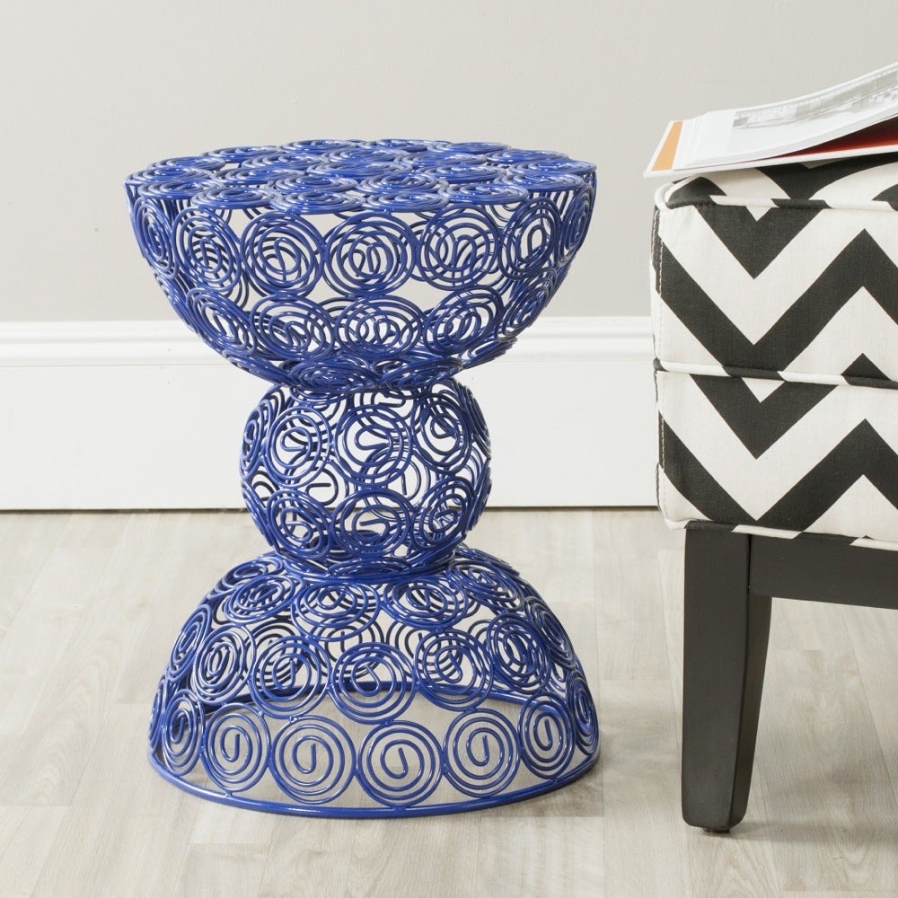 SAFAVIEH Leila Dark Blue Iron Wire Stool - 13