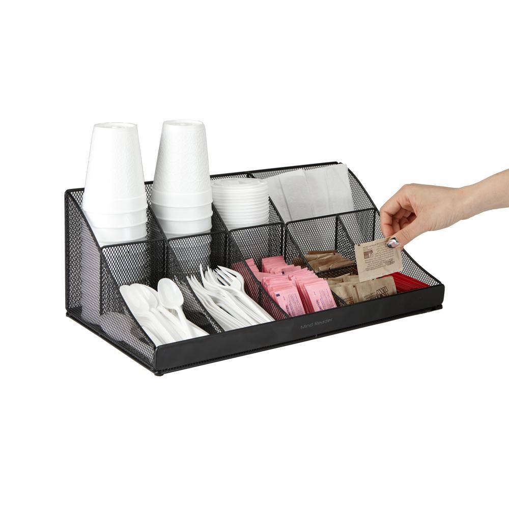 Mind Reader 64-Cup 11-Compartment Black Mesh Coffee Condiment Organizer COMORGMESH-BLK