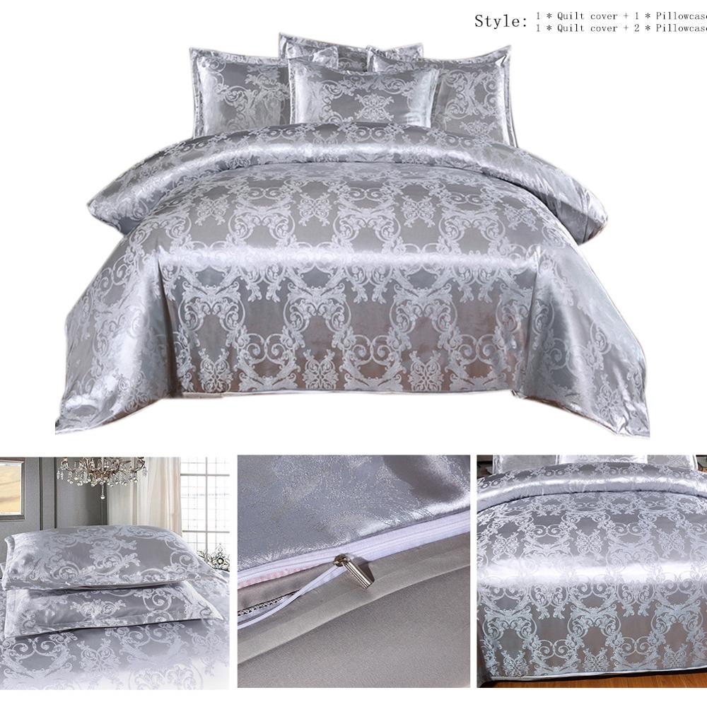 Silk Satin Jacquard Duvet Cover Bedding Set Embroidery