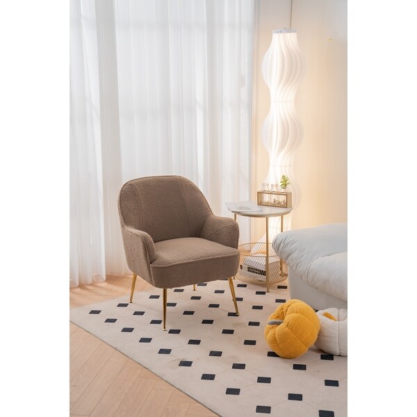 Modern Soft Teddy fabric Ergonomics Accent Chair Living Room Chair Home Chair With Gold Legs And Adjustable Legs