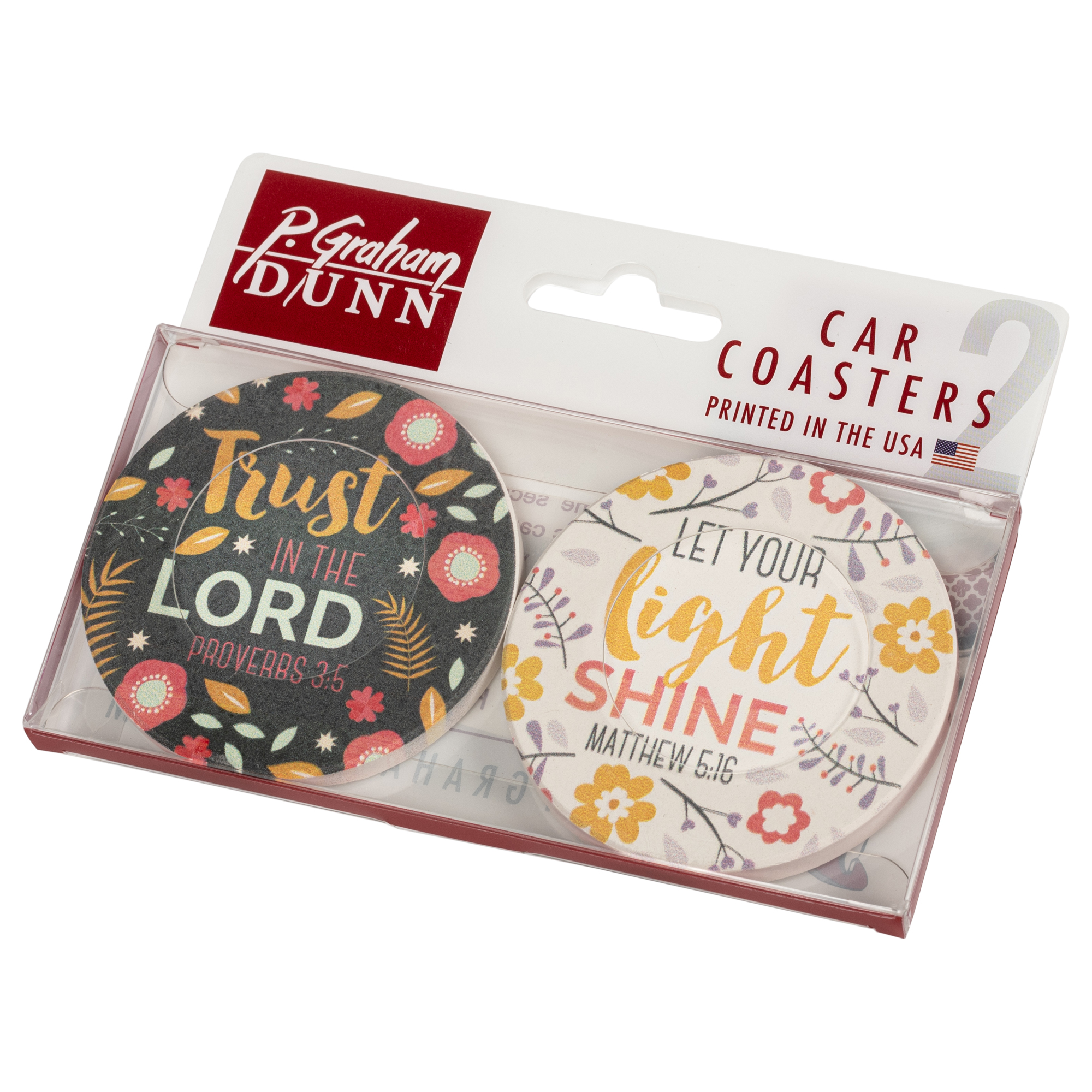 Car Coaster Set-Trust In The Lord (Floral) (Set Of 2)