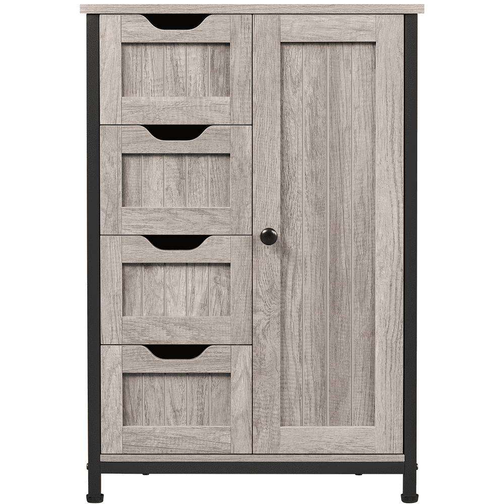 Yaheetech 32.5'' H Wooden Freestanding Bathroom Floor Cabinet with 4 Drawers, Gray