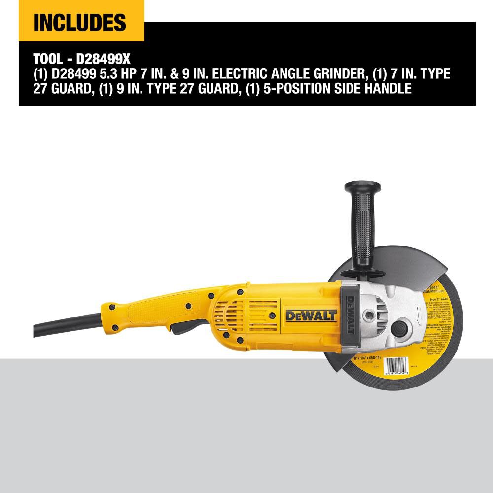 DEWALT 7-in and 9-in 5.3 HP Large Angle Grinder D28499X from DEWALT