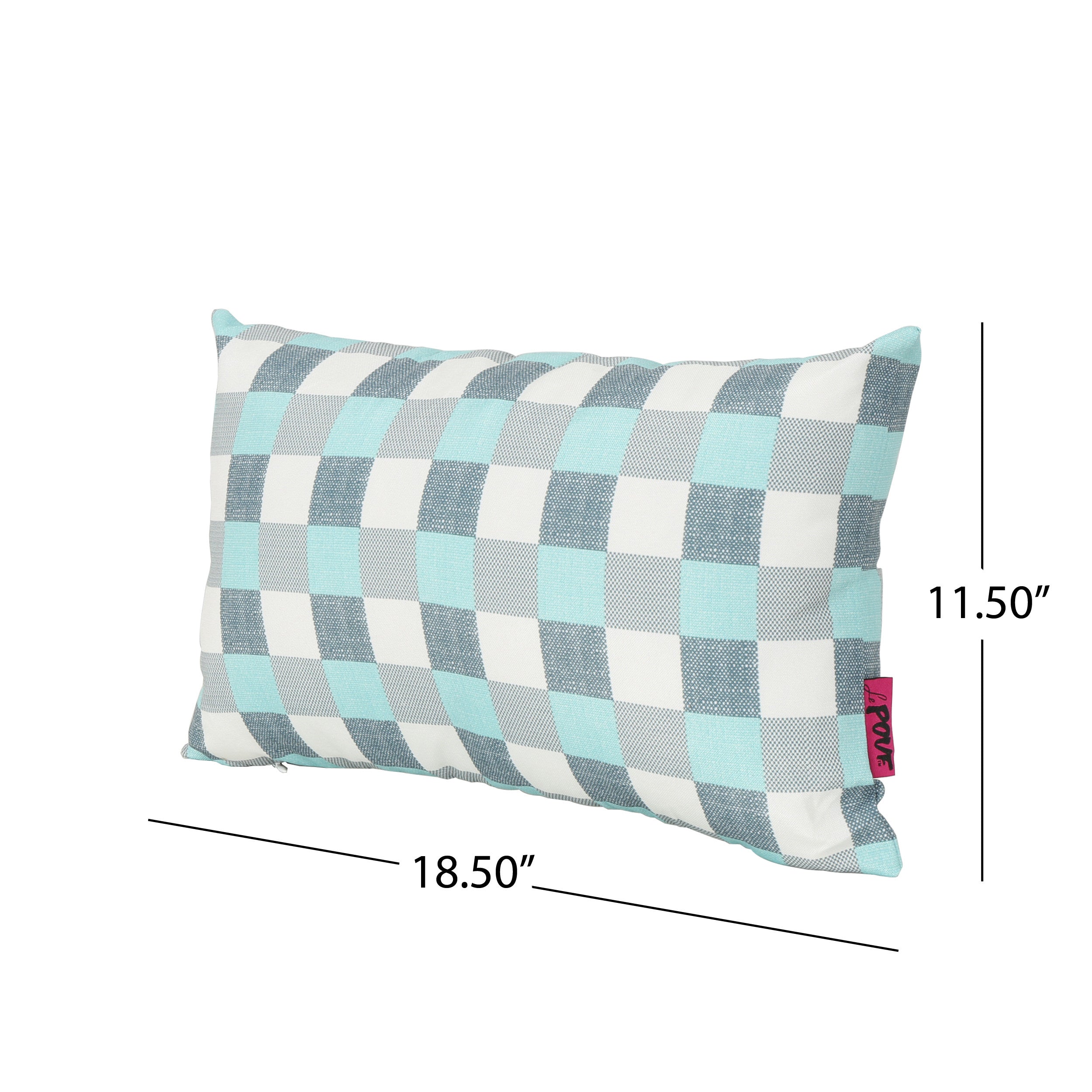 Italo Indoor Blue and White Plaid Water Resistant Rectangular Throw Pillow