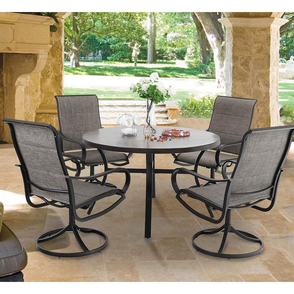 5 Pieces Outdoor Dining Set  4 Quick Dry Foam Padded Swivel Chairs and 44\