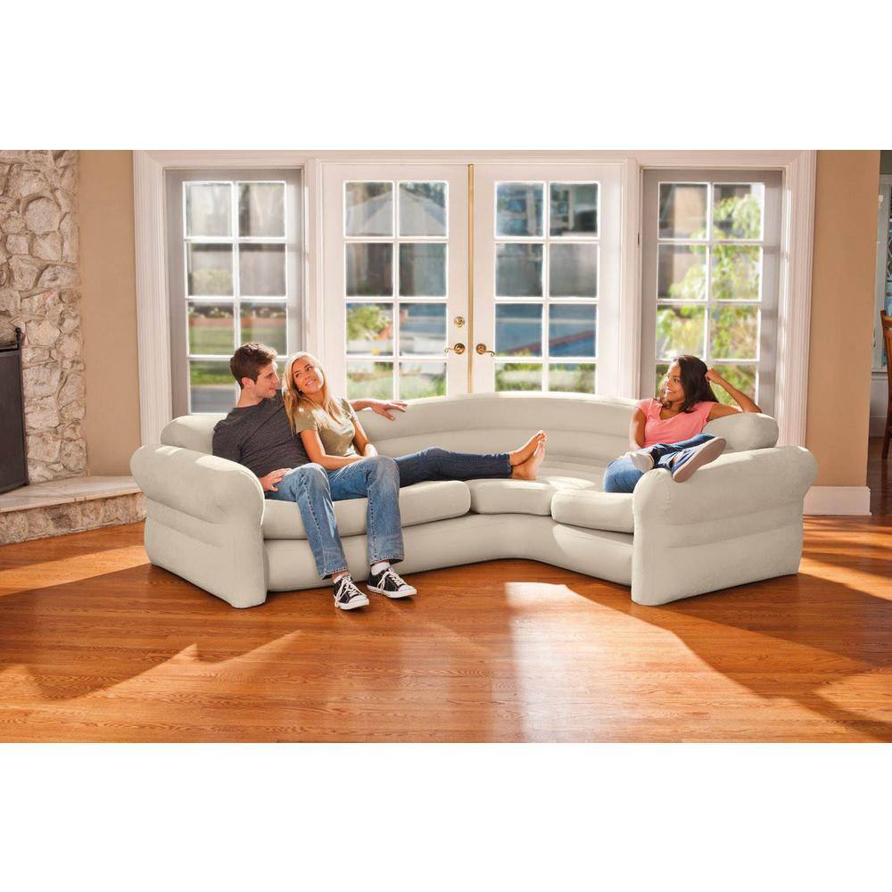 Intex Inflatable Corner Living Room Neutral Sectional Sofa (2-Pack) 2 x 68575EP