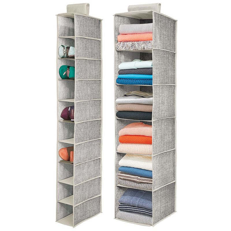 mDesign Fabric Over Rod Hanging Closet Storage Organizers Set of 2