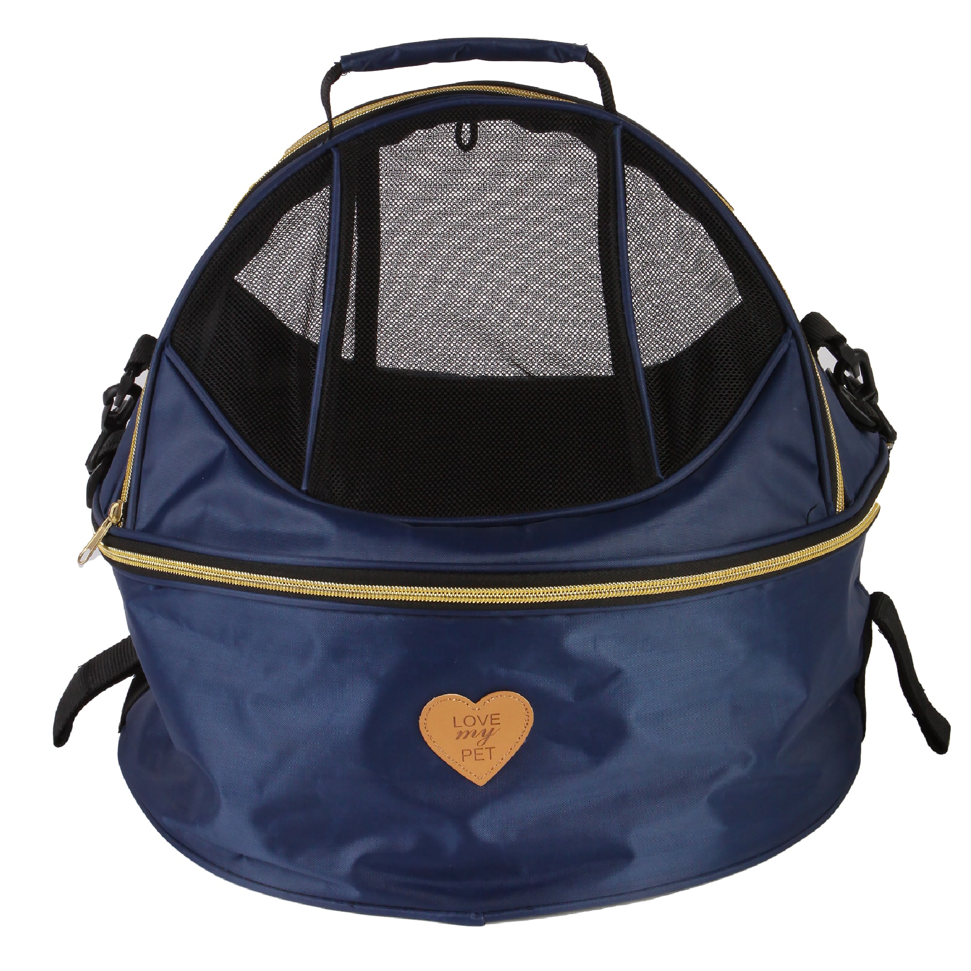 Pet Life Navy Air-Venture Dual-Zip Airline Approved Panoramic Circular Travel Pet Dog Carrier， 17.71