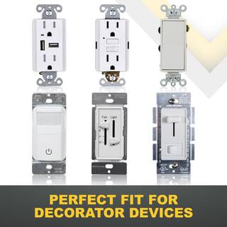 Faith 2-Gang Decorator Screwless Wall Plate GFCI OutletRocker Light Switch Cover Two Gang White (10-Pack) SWP2-WH-10