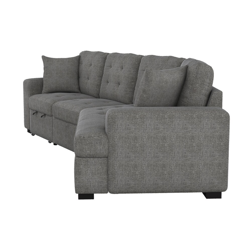 Arnau 2 piece Space saving Sectional Sofa with Pull out Ottoman