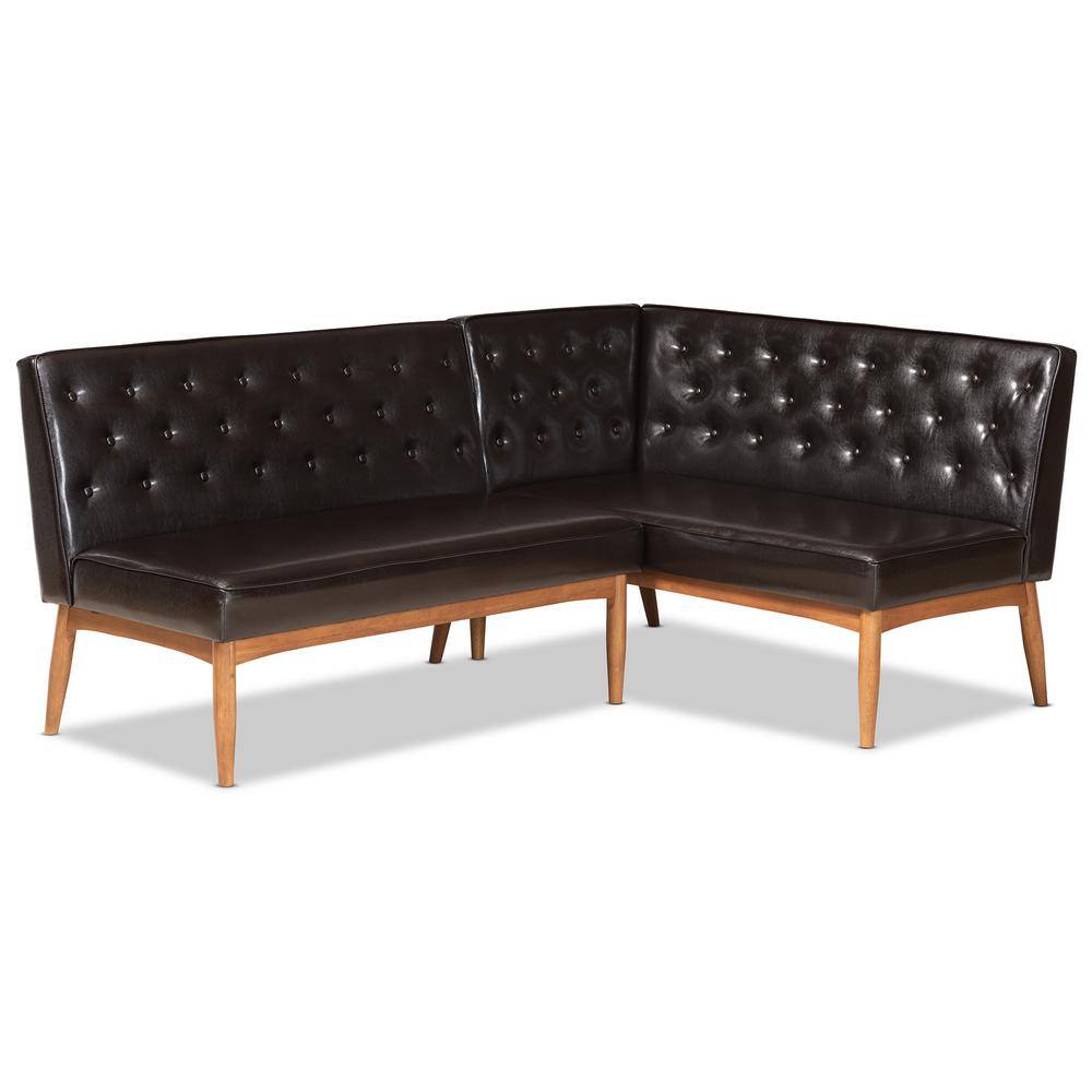 Baxton Studio Riordan Dark Brown and Walnut Brown Dining Sofa Bench 186-11358-HD