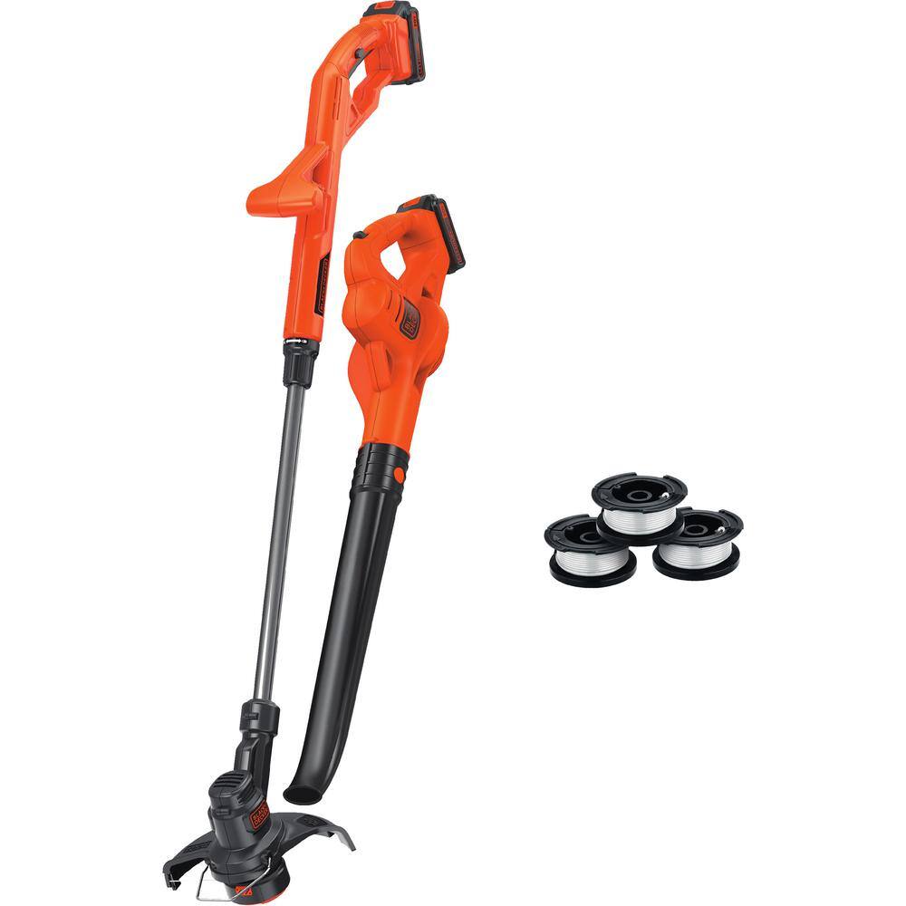 BLACK+DECKER 20V MAX Cordless Battery Powered String Trimmer and Leaf Blower Combo Kit with 3 Spools  (2) 1.5 Ah Batteries  Charger LCC2223ZP