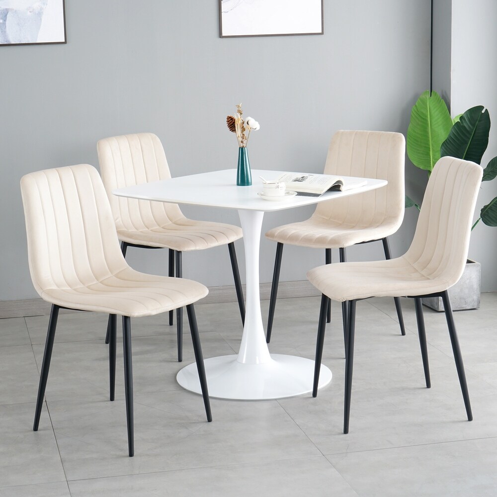 Set of 4 Upholstered Velvet Modern Dining Chair with Metal Legs