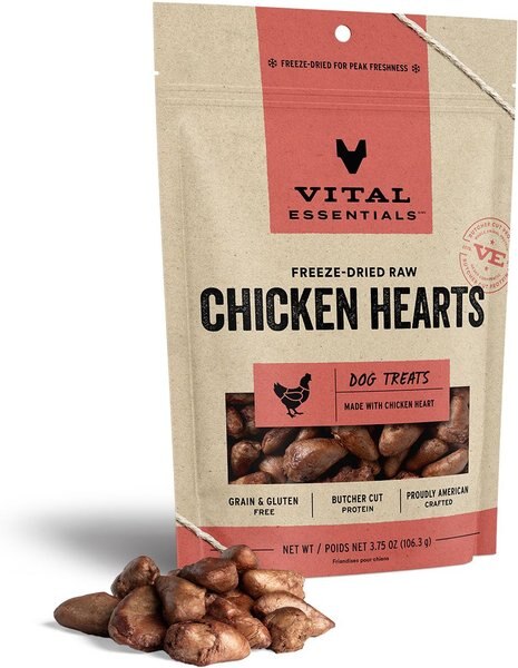 Vital Essentials Chicken Hearts Freeze-Dried Raw Dog Treats