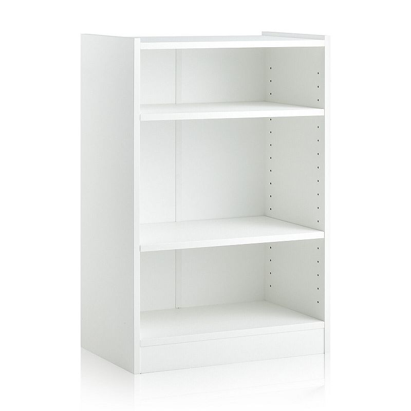 3-Tier Bookcase Open Display Rack Cabinet with Adjustable Shelves-White