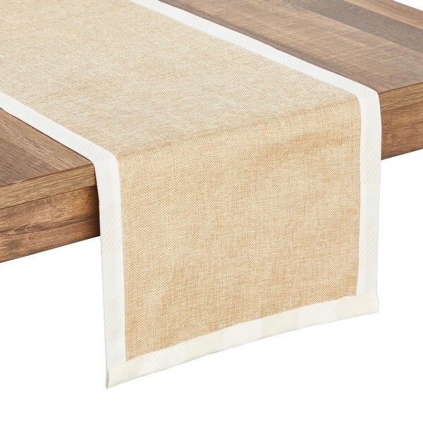 2 Pack Buffalo Plaid Table Runner， White and Beige Check， Reversible Burlap and Cotton (14 x 72 in)