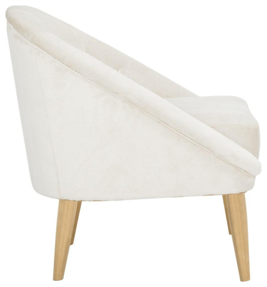 Felicia Velvet Club Chair With Gold Legs Bella White   Midcentury   Armchairs And Accent Chairs   by Peachtree Fine Furniture  Houzz