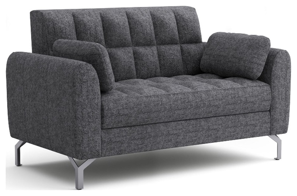 Furniture of America Hart Contemporary Chenille Tufted Loveseat in Dark Gray   Contemporary   Loveseats   by Homesquare  Houzz