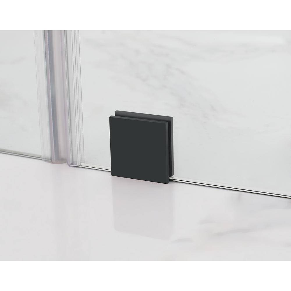 Aston Langham 56 in. to 60 in. x 60 in. Frameless Sliding Tub Door with Frosted Glass in Matte Black TDR978F-MB-60-10