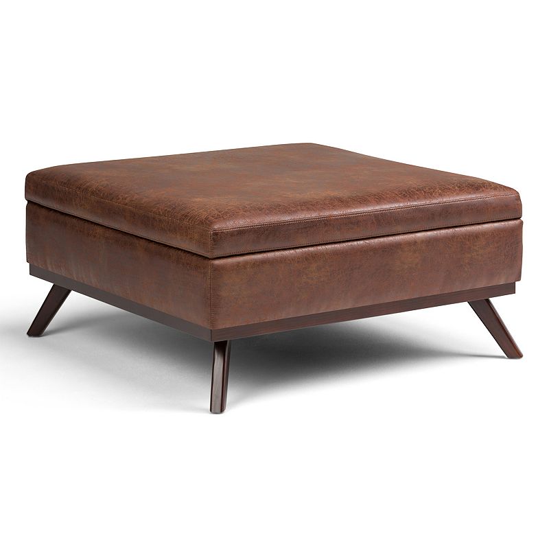 Simpli Home Owen Square Coffee Table Storage Ottoman