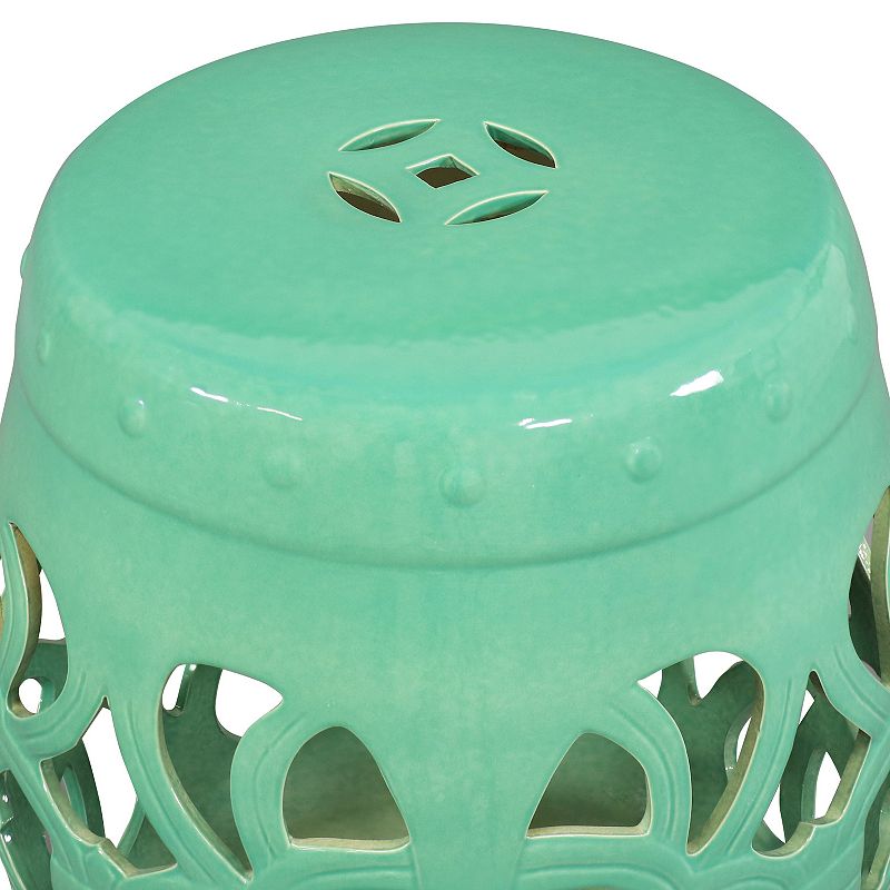 Sunnydaze Knotted Quatrefoil Decorative Ceramic Garden Stool - Jade - 18