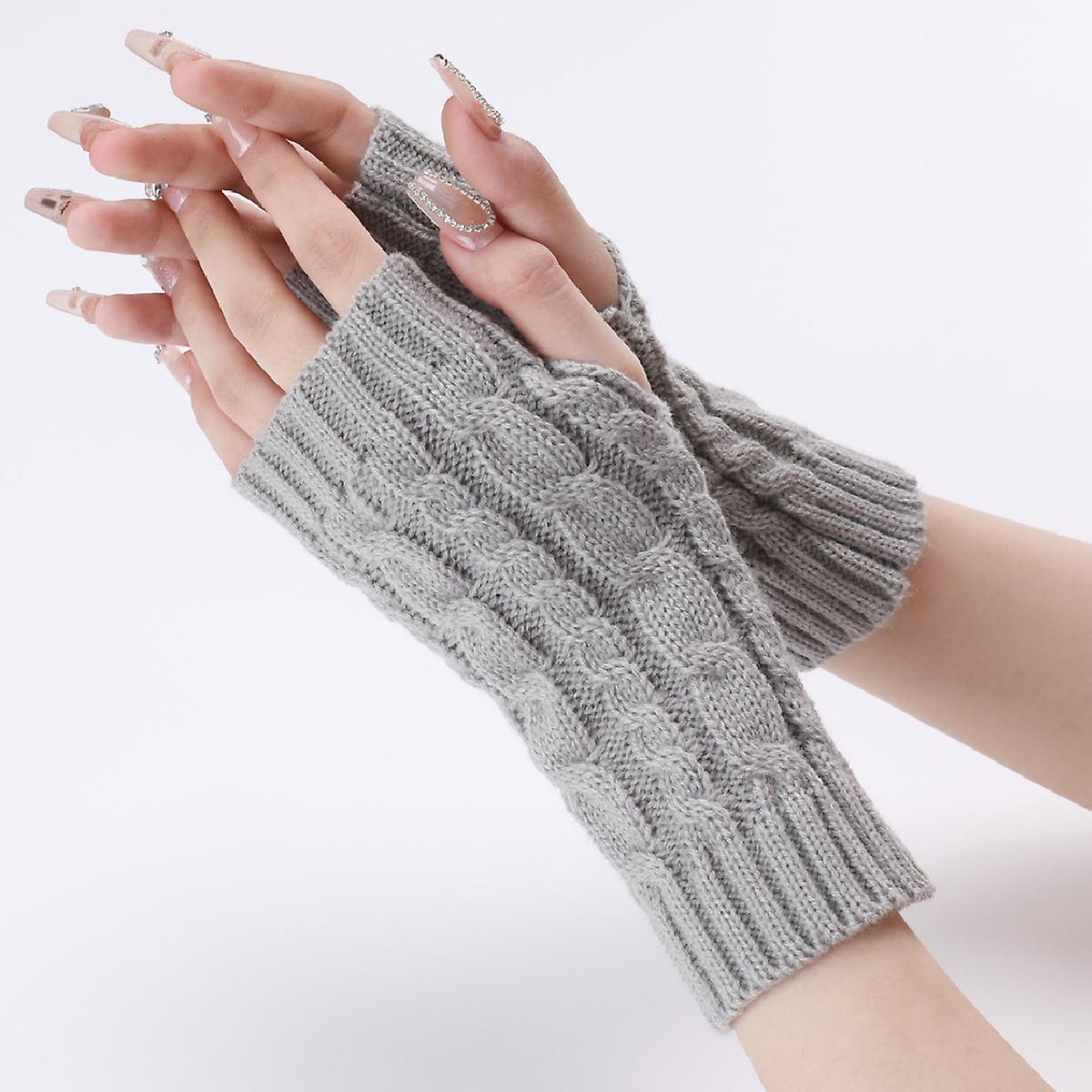 Women Girls Wrist Arm Knitted Mitten Winter Long Hand Warmer Fingerless Gloves