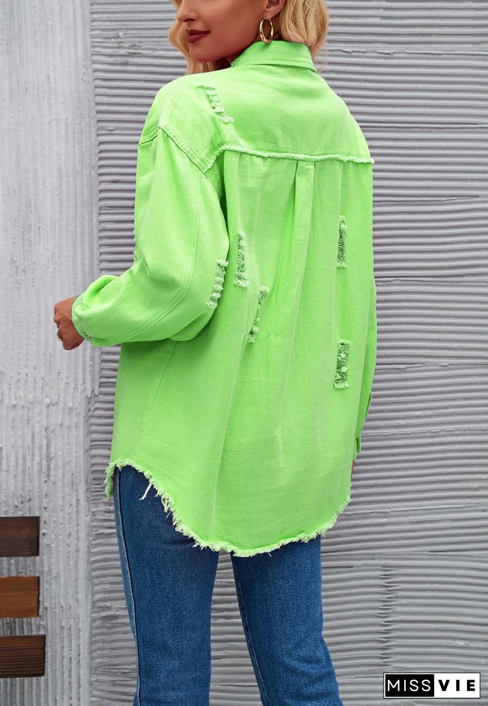 Solid Color Distressed Jacket