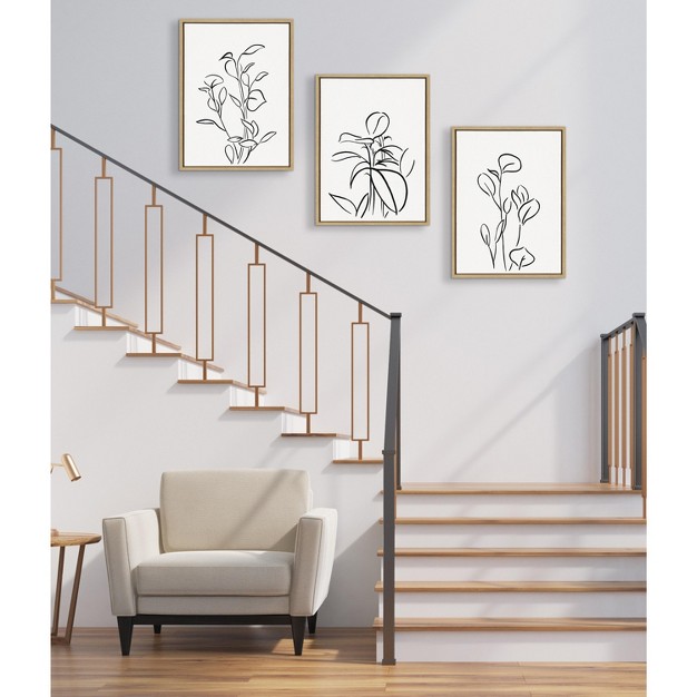 Kate And Laurel Sylvie Botanical Sketch Print No 1 Framed Canvas By The Creative Bunch Studio