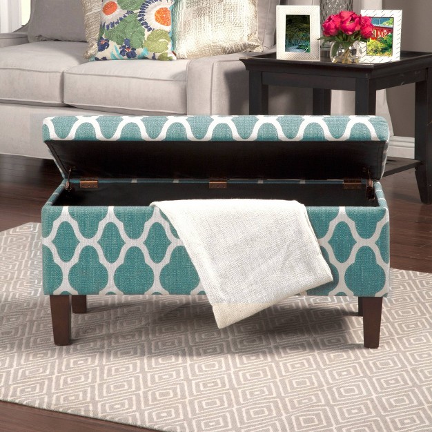 Drake Large Decorative Storage Bench Teal Homepop