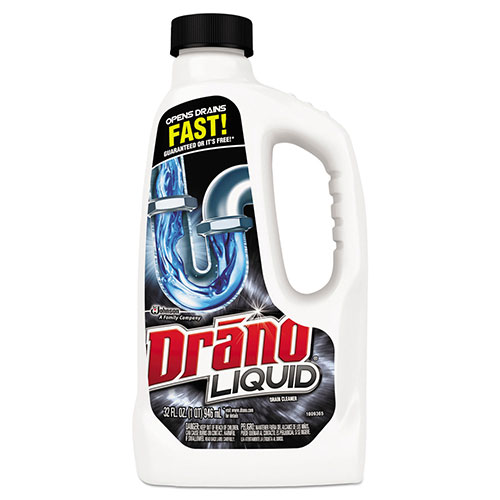 SC Johnson Drano Liquid Drain Cleaner | 32oz Safety Cap Bottle， 12