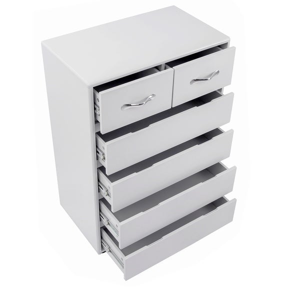 Grey Six Drawer Side Table