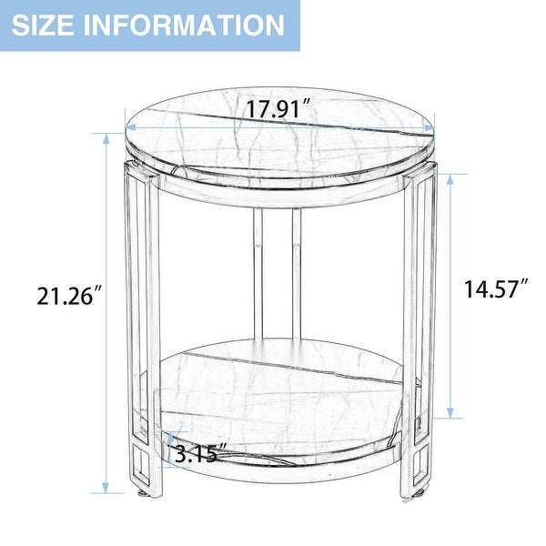 End tables for living room，Round End Table，Round Side Table with Metal Frame