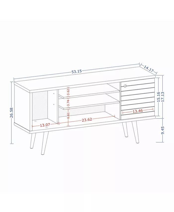 Manhattan Comfort Liberty 53.14 Mid Century - Modern TV Stand with 5 Shelves and 1 Door