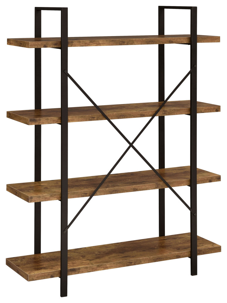 Cole 4 Shelf Bookcase Antique Nutmeg and Black   Modern   Bookcases   by Modon  Houzz